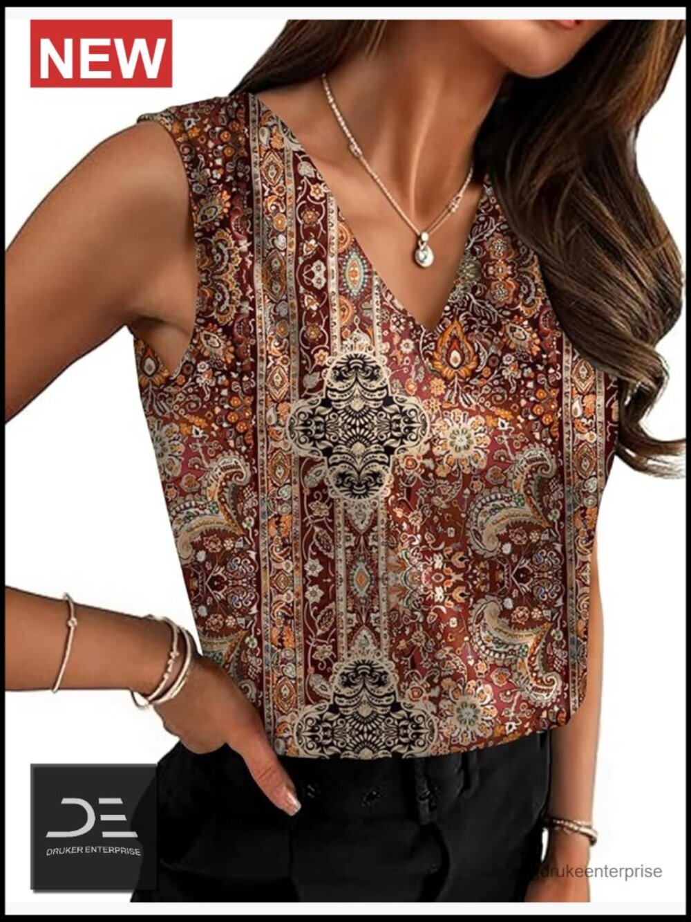 Silk Satin Pleated V Neck Tank Top Sleeveless Blouse Dressy Casual Work
